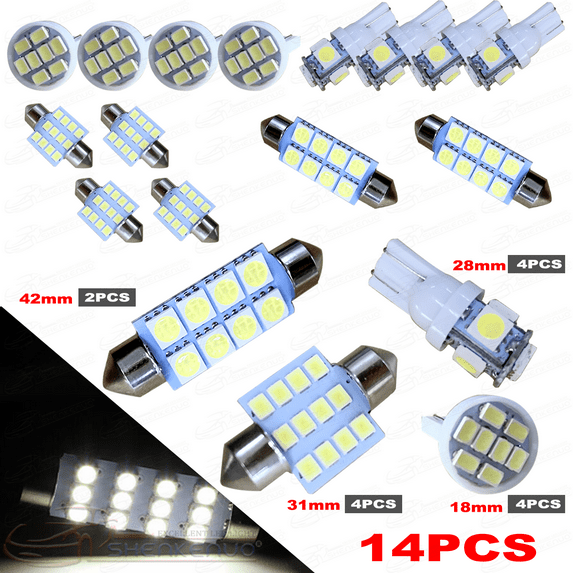 LED Interior Light 14-Piece Set For 2004 2005 2006 Pontiac GTO White T10&31mm,SHENKENUO