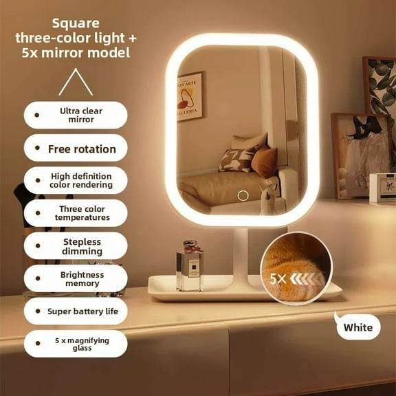 LED Internet Celebrity Makeup Mirror, with Light, Five Times Magnification Function, Three Switchable Light Modes
