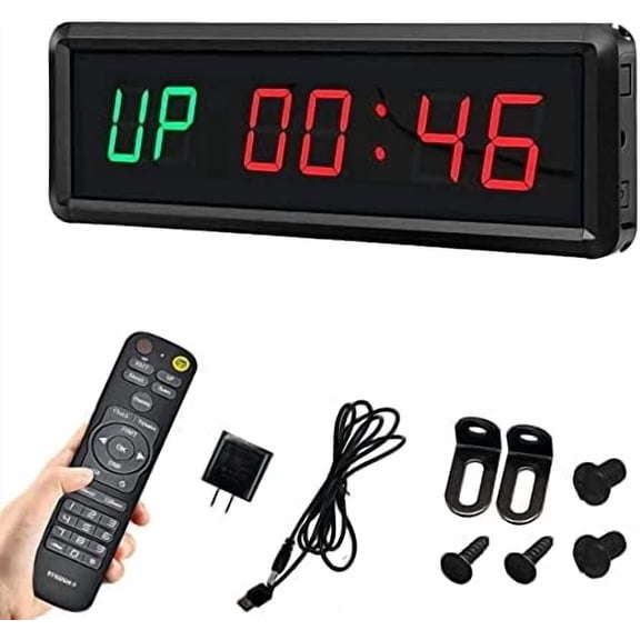 LED Interval Timer Count Down/Up Clock Stopwatch with Remote for Home Gym Fitness