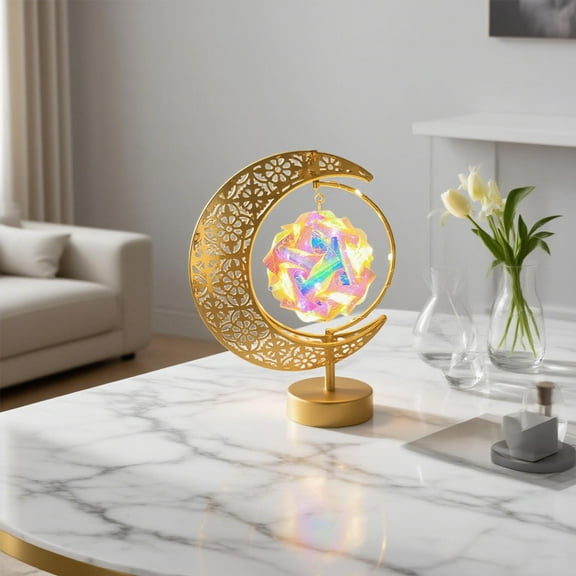 LED Iron Hexagonal Star Lamp, Rotatable Middle Eastern Decorative Table Lamp for Ramadan, Eid, Muslim Festivals, Bedroom, Living Room & Ambient Lighting Ornament