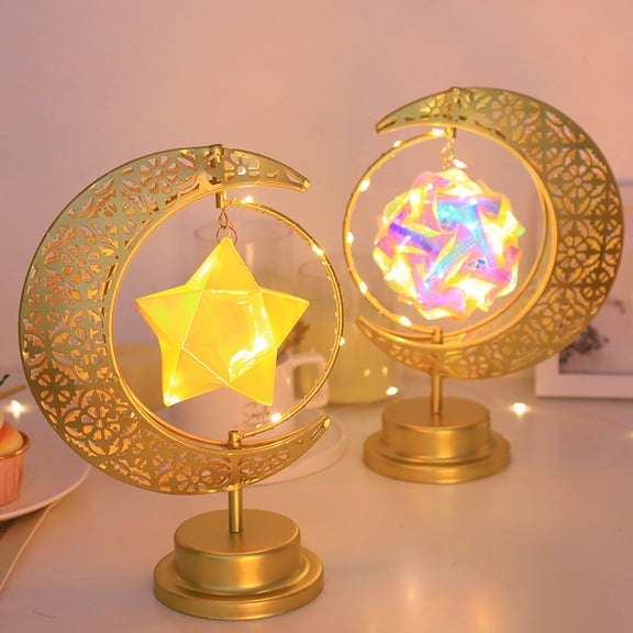 LED Iron Hexagonal Star Lamp, Rotatable Middle Eastern Decorative Table Lamp for Ramadan, Eid, Muslim Festivals, Bedroom, Living Room & Ambient Lighting Ornament