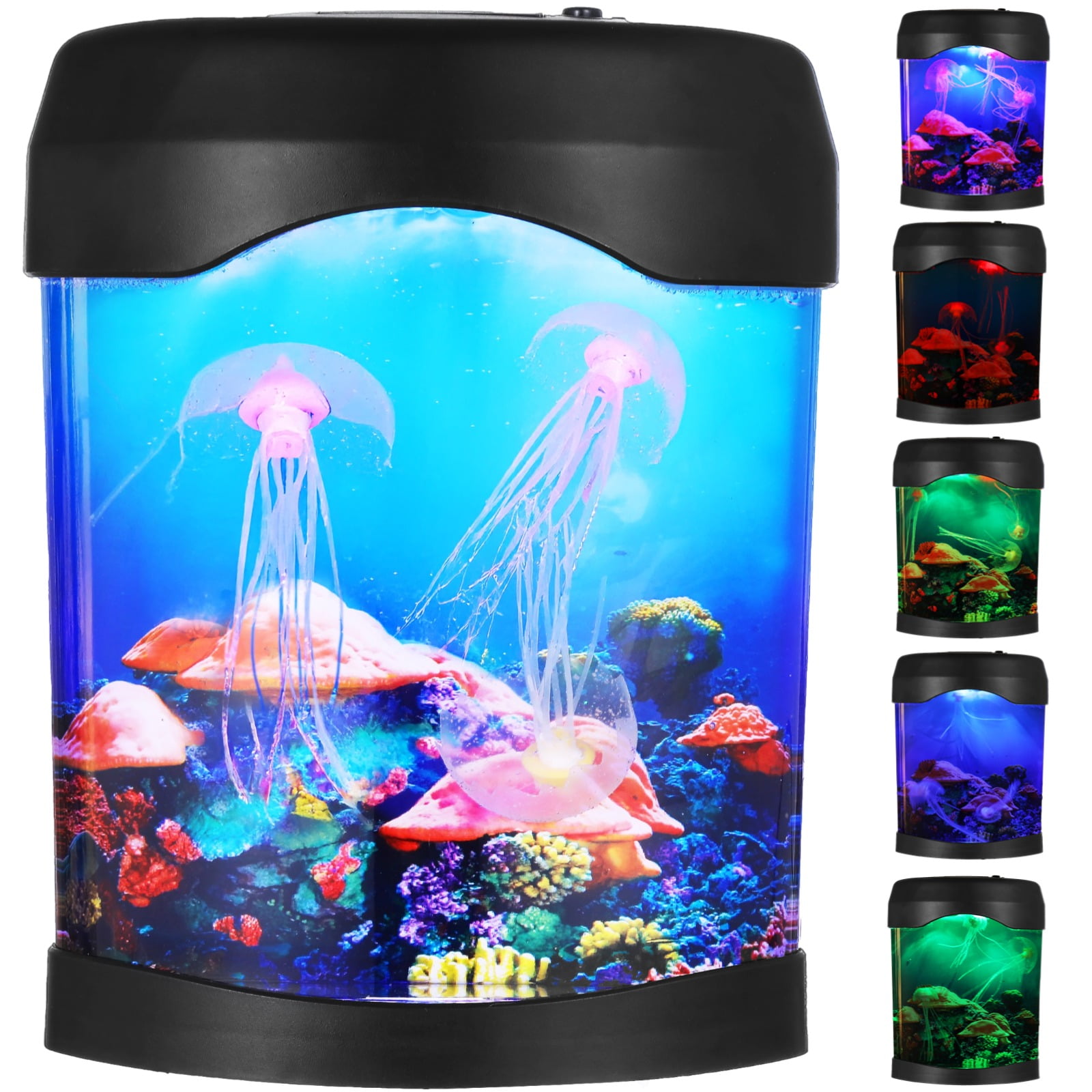 LED Jellyfish Lamps, 6 Color Changing Light Effect, USB Jellyfish Tank Aquarium Mood Lamp with Small Colored Stones Colorful Jellyfish Night Light Gifts for Men Women Students