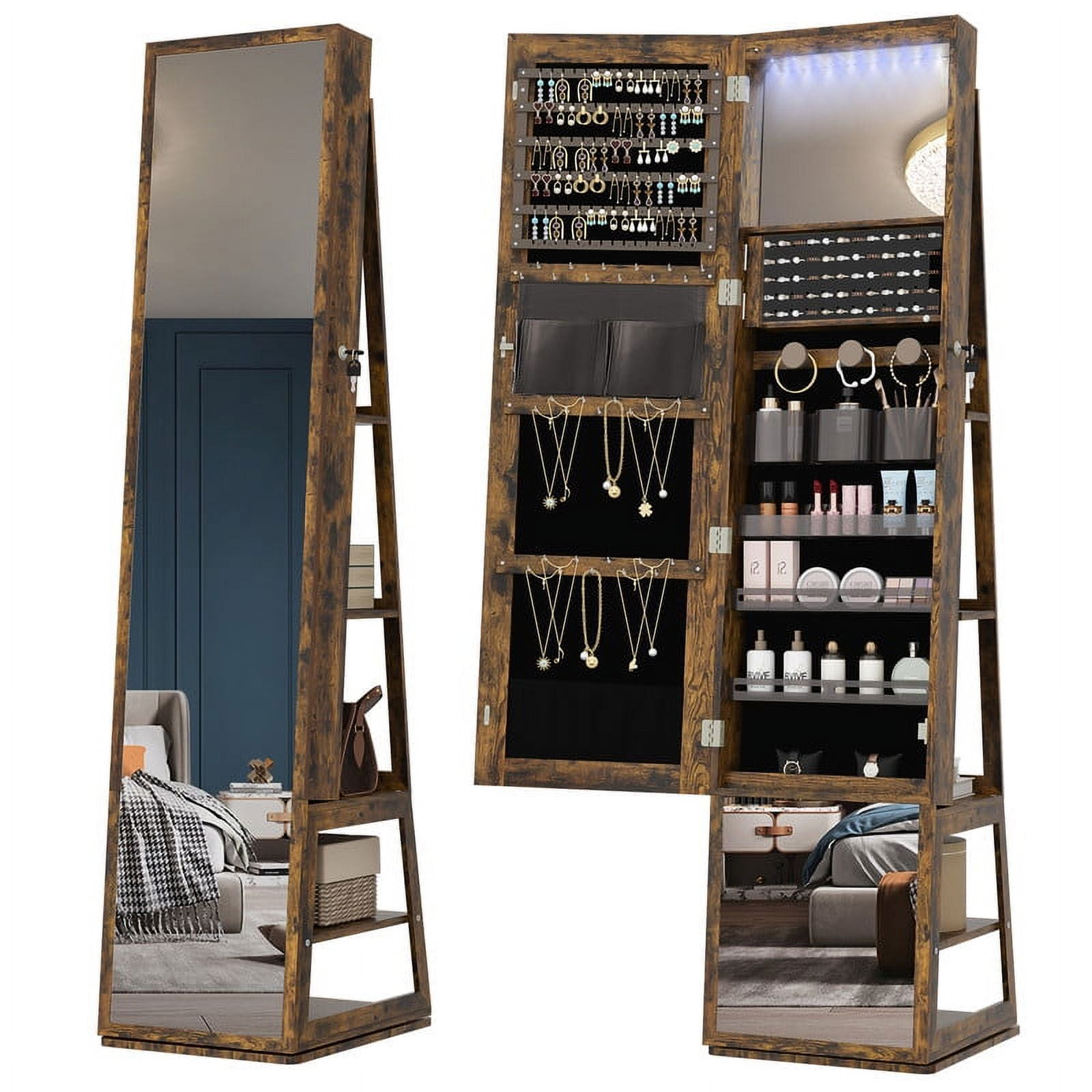 LED Jewelry Cabinet Armoire, 63