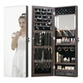thumbnail image 1 of LED Jewelry Cabinet Armoire Organizer with Locking Door and Full-Length Mirror Jewelry Organizer Brown, 1 of 6