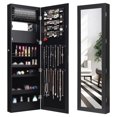 thumbnail image 1 of LED Jewelry Cabinet Wall Mounted Door Hanging, Lockable Jewelry Armoire with 47.2'' Full Length Mirror, Lipstick Brush Holders, Jewelry Storage Organizer for Home, Apartment, Dorm (Black), 1 of 5