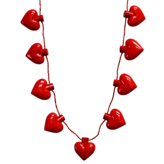 LED Jumbo Red Heart Necklace with 9 Hearts