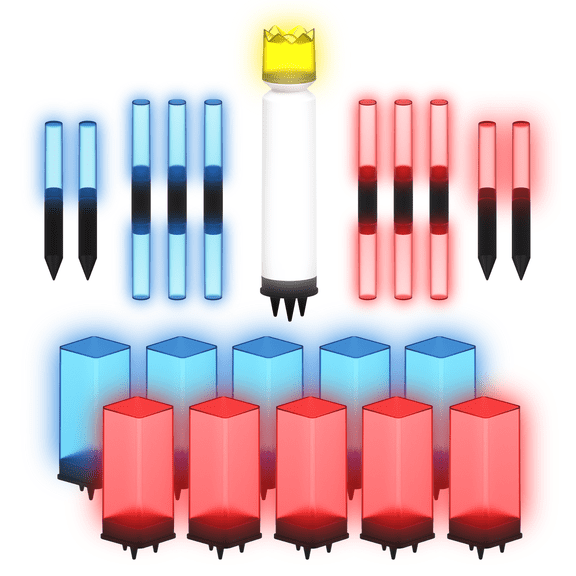 LED Kubb, Outdoor Lawn Bowling Game, Light-Up Game Pieces, for All Ages, by MinnARK