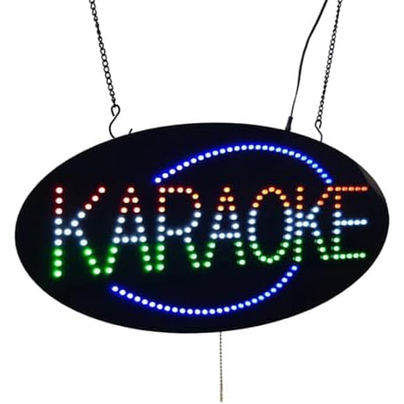 LED Karaoke Sign, 19"x9.5", Business Signboards for Bar, Lounge, Nightclub, Entertainment Venue, Music Room, High Bright, Multiple Flashing Modes, Easy to Install, Wall Window Decor for Storefront