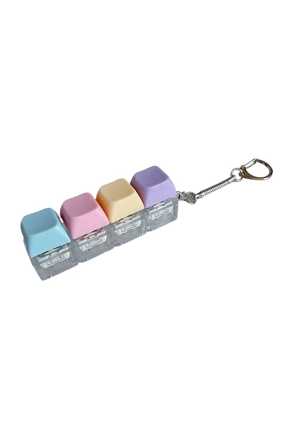 LED Keyboard Fidget Keychain With Mechanical Feel Stress Relief Toy Compact ABS Construction Night Light For Office Gamer Travel