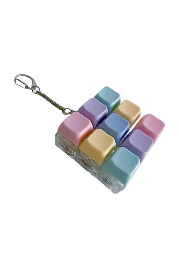 LED Keyboard Fidget Keychain With Mechanical Feel Stress Relief Toy Compact ABS Construction Night Light For Office Gamer Travel