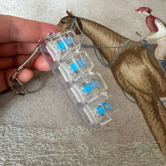 LED Keyboard Stress Toy 4-in-1 Clicker Keychain | Loud Decompression Fidget for Adults Anxiety Relief | Portable LED Light Keyboard Toy Stress Reliever