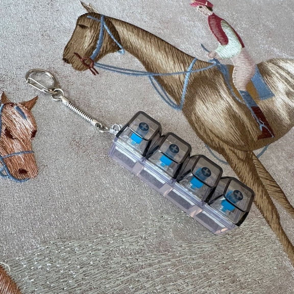 LED Keyboard Stress Toy 4-in-1 Clicker Keychain | Loud Decompression Fidget for Adults Anxiety Relief | Portable LED Light Keyboard Toy Stress Reliever