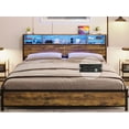 LED King Bed Frame with Storage Drawers & Bookcase Headboard, USB Ports