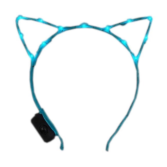 LED Kitty Cat Ear Headband, Aqua