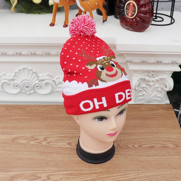 LED Knitted Christmas Hat with Colorful Lights, Warm Luminous Winter Beanie for Holiday Parties, Soft Festive Knit Cap for Adults and Seniors, Christmas Decoration and Gift Accessory,B