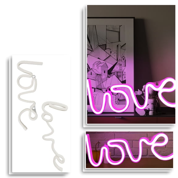 LED LOVE Neon Light Sign - USB Powered Wall Decor Neon Light for Bedroom Home Decoration Romantic LED Neon Sign for Birthday Wedding Holiday Party Decor(Yellow)