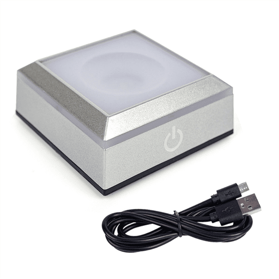 LED Lamp Base Display Stand Applicable to Crystal Art Glass Display Stand Inductive Touch Crystal Ball Lamp Base Silver,1 * base 1 * USB cable,Silver