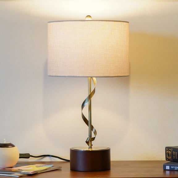 LED Lamp, Bedside Bedroom Nightstand Desk Lamp Bedroom Study Lamps Solid Wood Creative Lights Reading Living Room Table LampsFoundry Twisted Metal Table Lamp 110V, White Table Lamp,Wood Desk Lamp