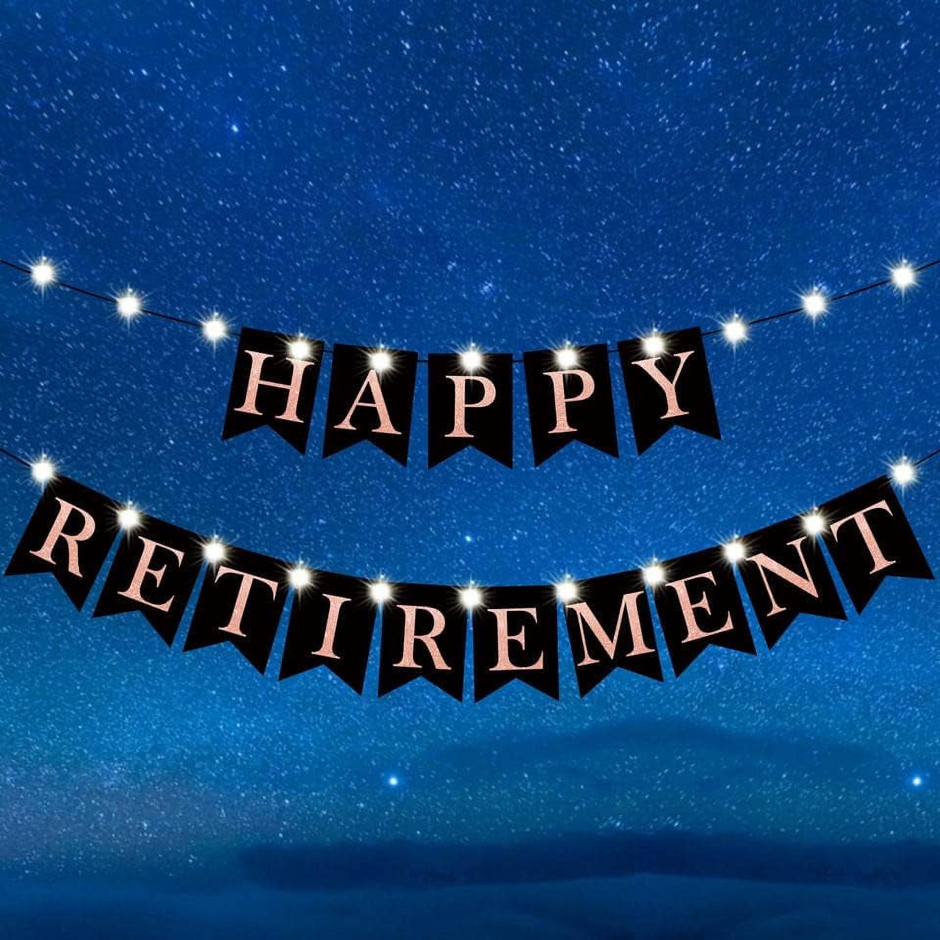 LED Lamps Theme Garland Banner Happy Retirement Party Decorations