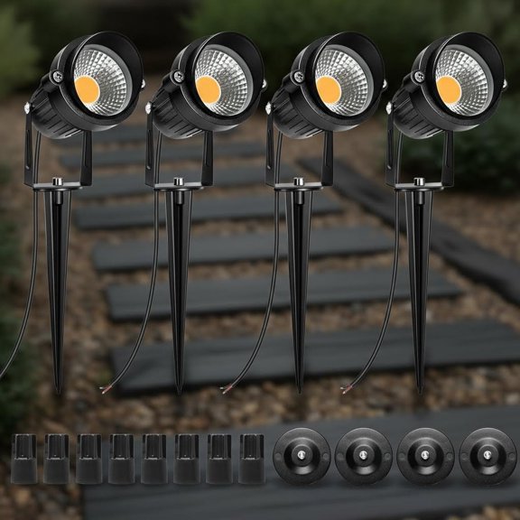 LED Landscape Lights, Warm White, Waterproof Outdoor Wall Spotlight Low Voltage Garden Tree Spot Lighting