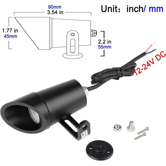 LED Landscape Spotlights, 5W 12V-24V DC, Anti-Glare Garden Lights, IP67 Waterproof Outdoor Decorative Lamps,Warm White 3000K, Black