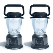 LED Lantern Battery Powered Portable Camping Light - LUXLITE Brightness Dimmable Small Size Table Lamp for Hiking Fishing Hurricane and Emergency Lighting 2 Pack-Grey