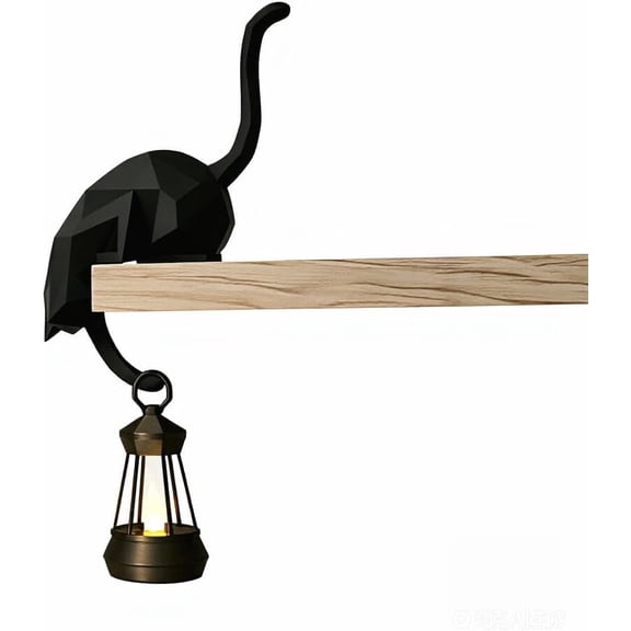 LED Lantern Cat Rack Decoration – Bohemian Bookshelf Decor, Compatible with Karax Cube Bookshelf, Gift for Cat Lovers, Home Bedroom Office(RL Black 1 PC)