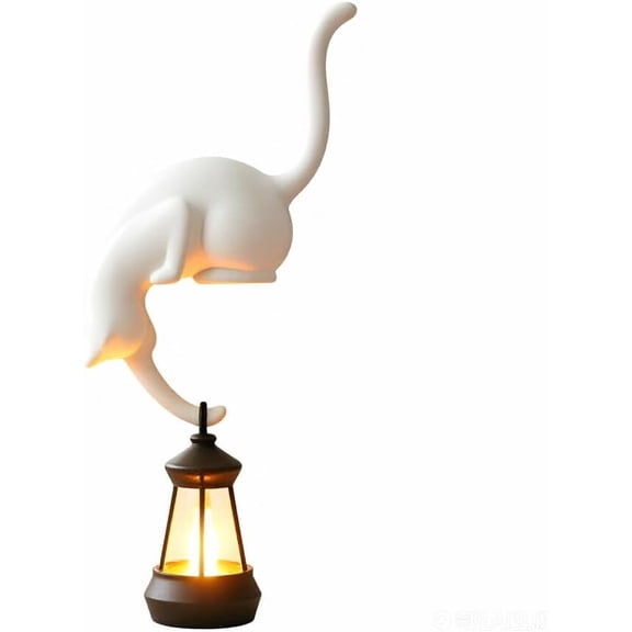 LED Lantern Cat Rack Decoration – Bohemian Bookshelf Decor, Compatible with Karax Cube Bookshelf, Gift for Cat Lovers, Home Bedroom Office(RL White 1 PC)