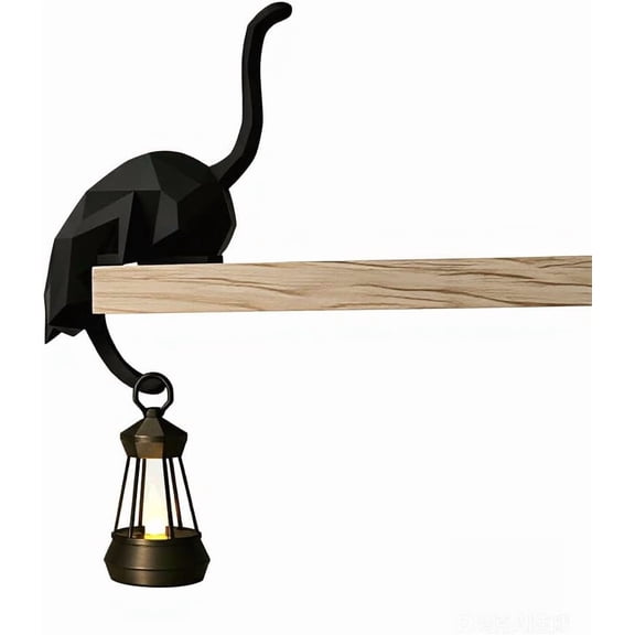 LED Lantern Cat Rack Decoration, Compatible with Karax Cube Bookshelf, Bohemian Bookshelf Decoration, Gift for Cat Lovers' Home Bedrooms and Offices(black)Q