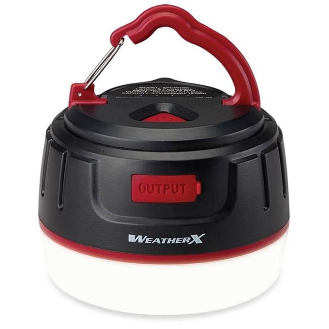 Black Waterproof LED Lantern with Built-In USB Port and Powerbank