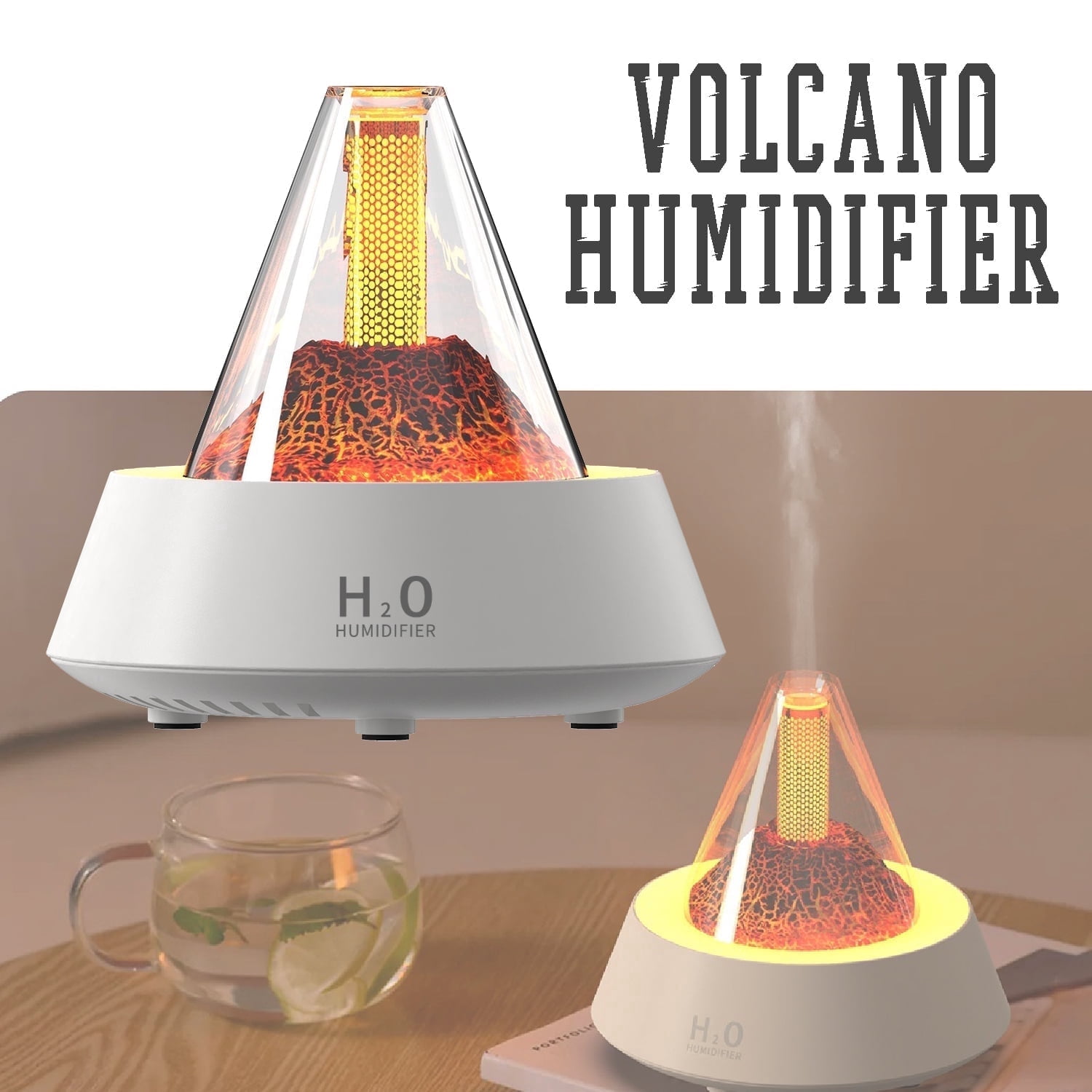 Volcanic Humidifier Essential Oil Diffuser LED Lava Lamp Aroma Diffuser Home Decor