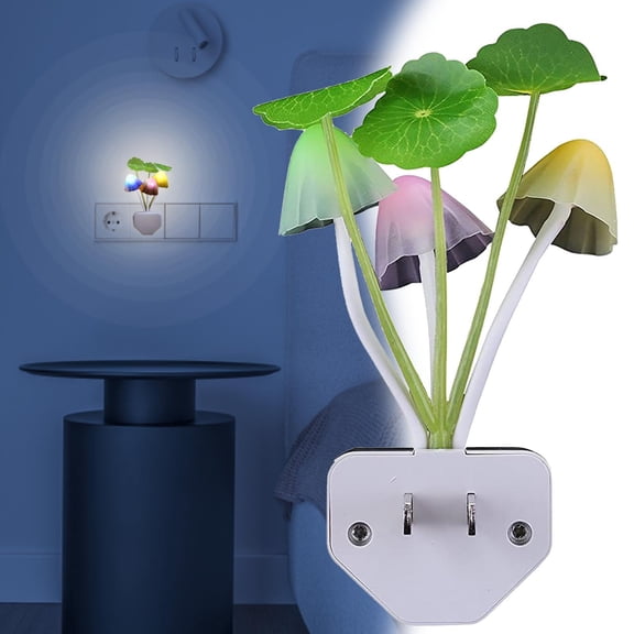 LED Leaf Night Light | Color Changing | Automatic Light Control | US Plug | Energy Saving | 0.5W LED | For Bedroom, Bathroom, Hallway, Living Room | 110V | Ambient Night Lamp | Elegant Gradient