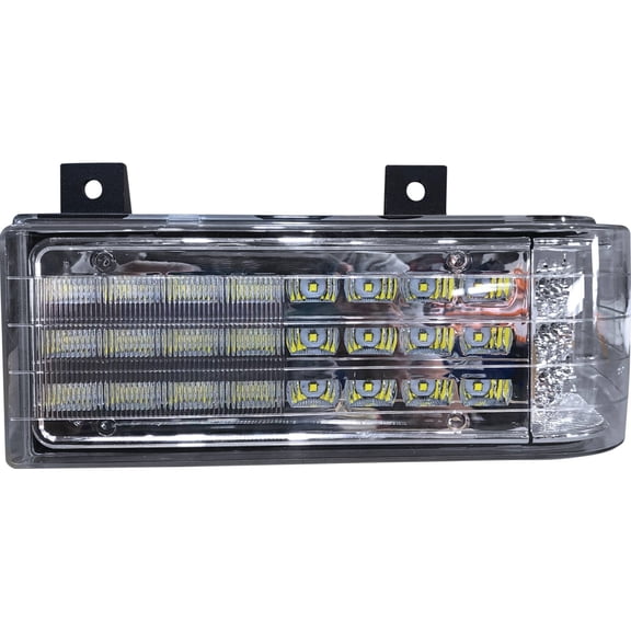 LED Left Headlight 8200 Lumens Spot Flood 90W Hi Lo Side Beam 12-24V Plug Play Compatible with New Holland 8670 8770 8870 8970 Versatile 2145 2160 2180 2210 Tractor 86514348 86514349