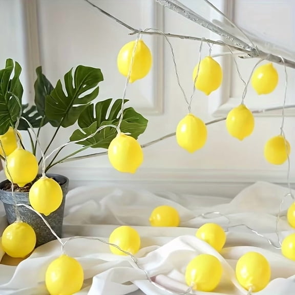 Lemon-Shaped LED String Lights - Battery Powered & Waterproof Decor
