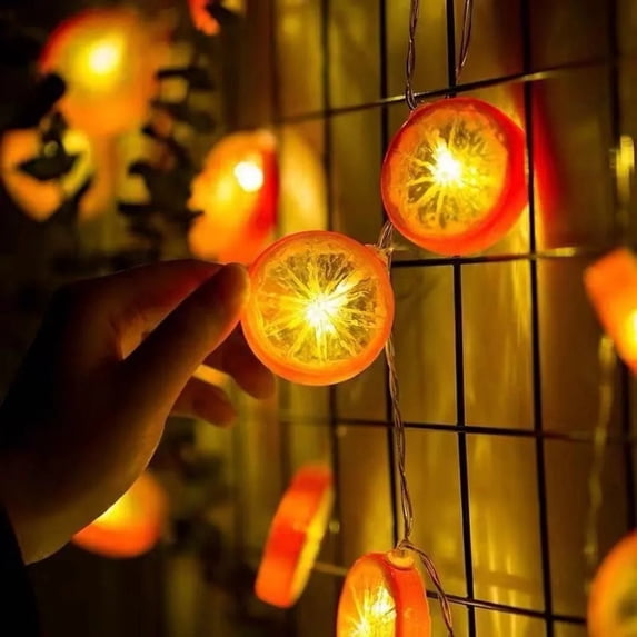 LED Lemon String Lights, Plug in Summer Fairy Lights with 10 Lemon Slicer Lights, Novelty Decorative String Lights for Indoor & Outdoor, Bedroom Garden Patio Party Wedding Decor 79in
