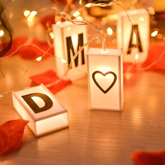 LED Letter Box Light String 2.55 Inch Luminescent Letter Puzzle Lights with 60 Character Plates Battery Operated Decorative String Lights for Birthday Party Living Room Bedroom Kitchen Decor