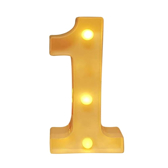 LED Letter Light, Battery Powered Sign Lamp, for Bedroom Ornament, Indoor Ambient Light, Party Layout and Household Display, by Cosmug, Number 1