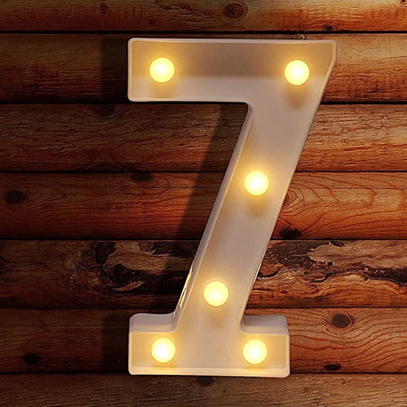 LED Letter Light, Battery Powered Sign Lamp, for Bedroom Ornament, Indoor Ambient Light, Party Layout and Household Display, by Cosmug, Number 7