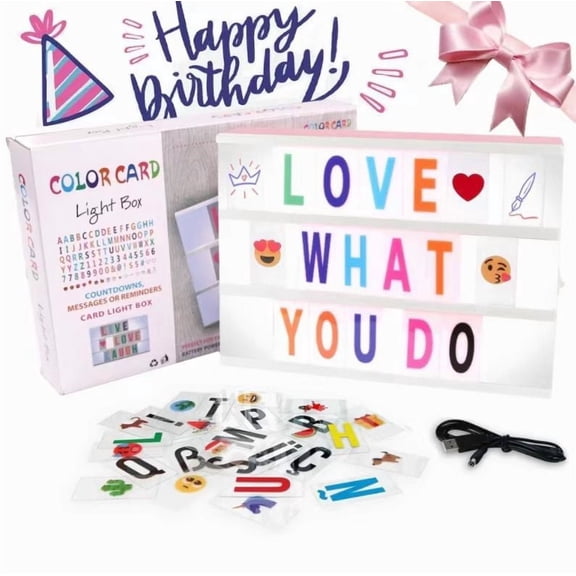 LED Letter Light Box with Color Cards, Customizable Message Sign for Parties & Decor