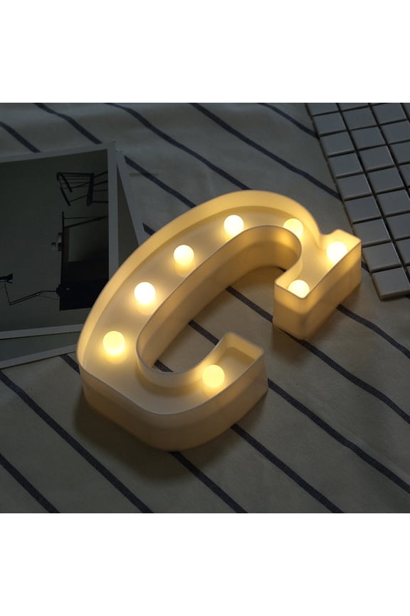 LED Letter Light 'C' - 8.7 Inch 3D Alphabet Sign for Bedroom/Bar Decor, Battery Powered Wall Mount or Tabletop Night Light, Wedding & Birthday Party Decoration (Single Letter, Warm White)