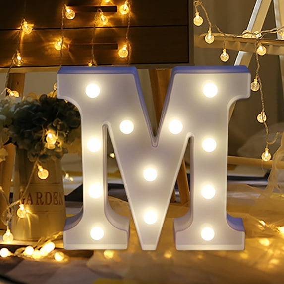 LED Letter Light 'M' - 8.7 Inch 3D Alphabet Sign for Bedroom/Bar Decor, Battery Powered Wall Mount or Tabletop Night Light, Wedding & Birthday Party Decoration (Single Letter, Warm White)