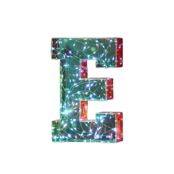 LED Letter Light, Mirrored Plastic Tabletop Night Light for Birthday, Wedding, Party, and Room Decor, Letter E