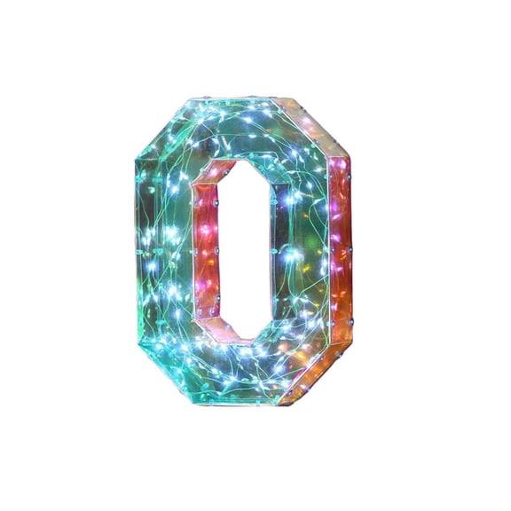 LED Letter Light, Mirrored Plastic Tabletop Night Light for Birthday, Wedding, Party, and Room Decor, Letter O
