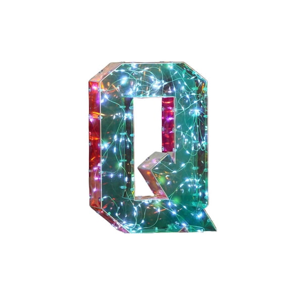 LED Letter Light, Mirrored Plastic Tabletop Night Light for Birthday, Wedding, Party, and Room Decor, Letter Q