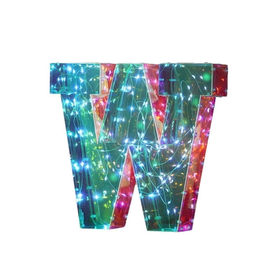 LED Letter Light, Mirrored Plastic Tabletop Night Light for Birthday, Wedding, Party, and Room Decor, Letter W
