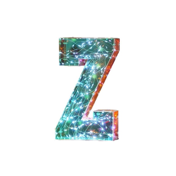 LED Letter Light, Mirrored Plastic Tabletop Night Light for Birthday, Wedding, Party, and Room Decor, Letter Z