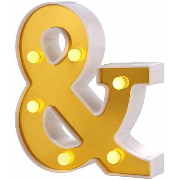 LED Letter Lights- Alphabet Marquee Letters Sign LED Marquee Number Lights Sign For Night Light Gold.