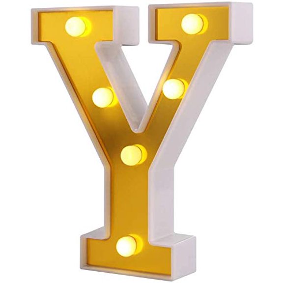 LED Letter Lights- Alphabet Marquee Letters Sign LED Marquee Number Lights Sign For Night Light Gold.