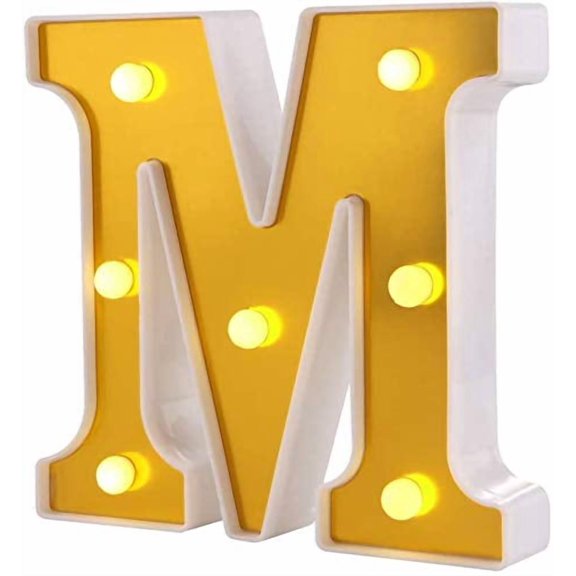 LED Letter Lights- Alphabet Marquee Letters Sign LED Marquee Number Lights Sign For Night Light Gold.