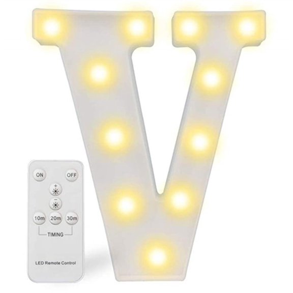 LED Letter Lights- Alphabet Marquee Letters Sign LED Marquee Number Lights Sign With Remote Warm White.